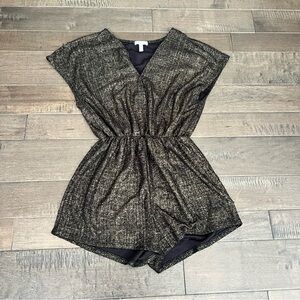 Leith Metallic Black Gold Romper XS Roaring 20s Outfit